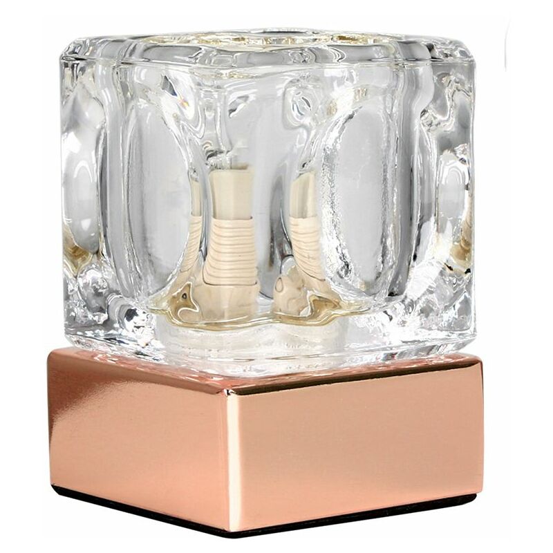 Valuelights - Modern Glass Ice Cube Touch Table Lamp With a + 3W led Dimmable G9 Bulb - Cool White