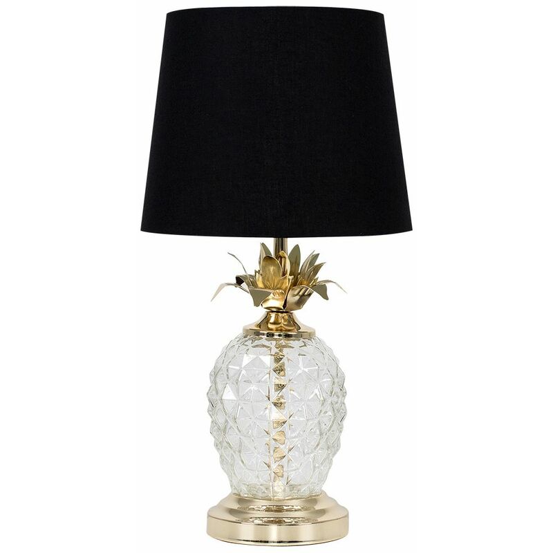 Valuelights - Glass Pineapple Touch Table Lamp - Black - Including Led Bulb