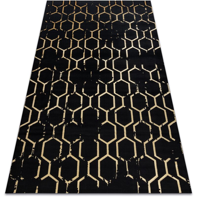 Modern GLOSS Carpet 407C 86 stylish, glamour, art deco black / gold black 120x170 cm