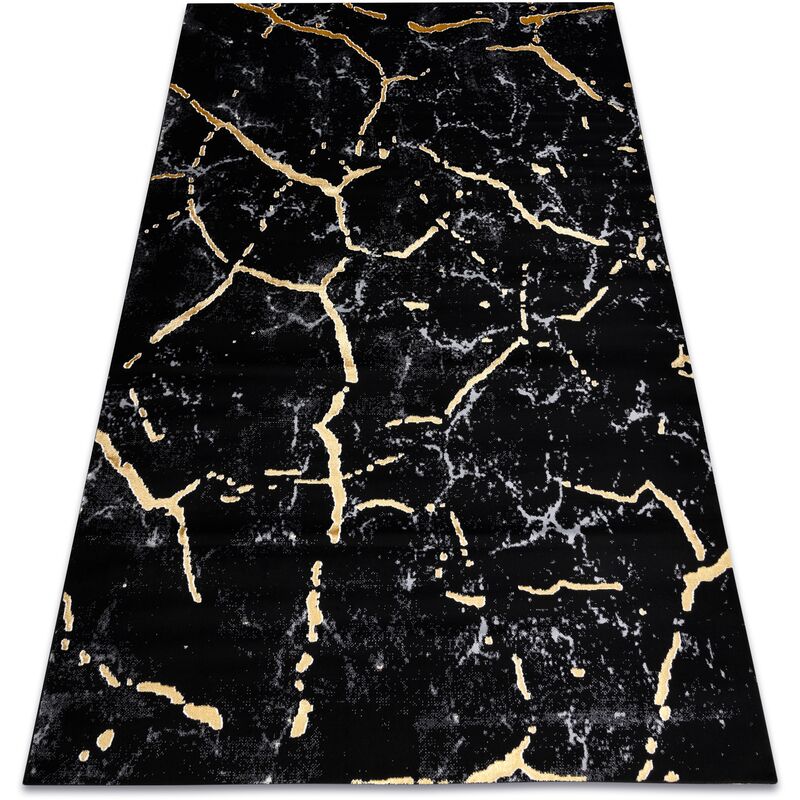 Rugsx - Modern gloss Carpet 410A 86 Marble, stone, stylish, glamour black / gold black 240x330 cm