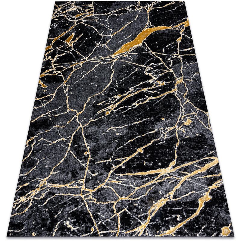 Modern GLOSS Carpet 529A 82 Marble, stone, stylish, glamour black / grey black 160x220 cm