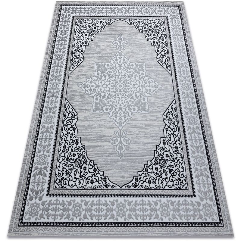 Modern gloss Carpet 8490 52 Ornament, stylish, frame ivory / grey beige 120x170 cm