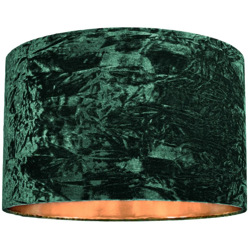 Modern Green Crushed Velvet 20' Floor/Pendant Lampshade with Shiny Copper Inner by Happy Homewares