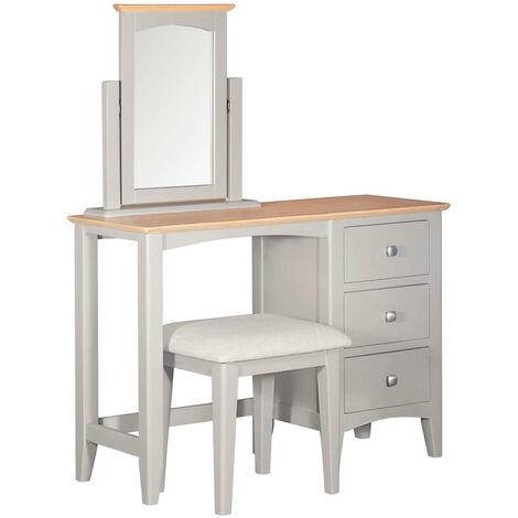 main image of "Modern Grey Solid Wood Dressing Table Jewelry Vanity Makeup Desk With 3 Drawers"