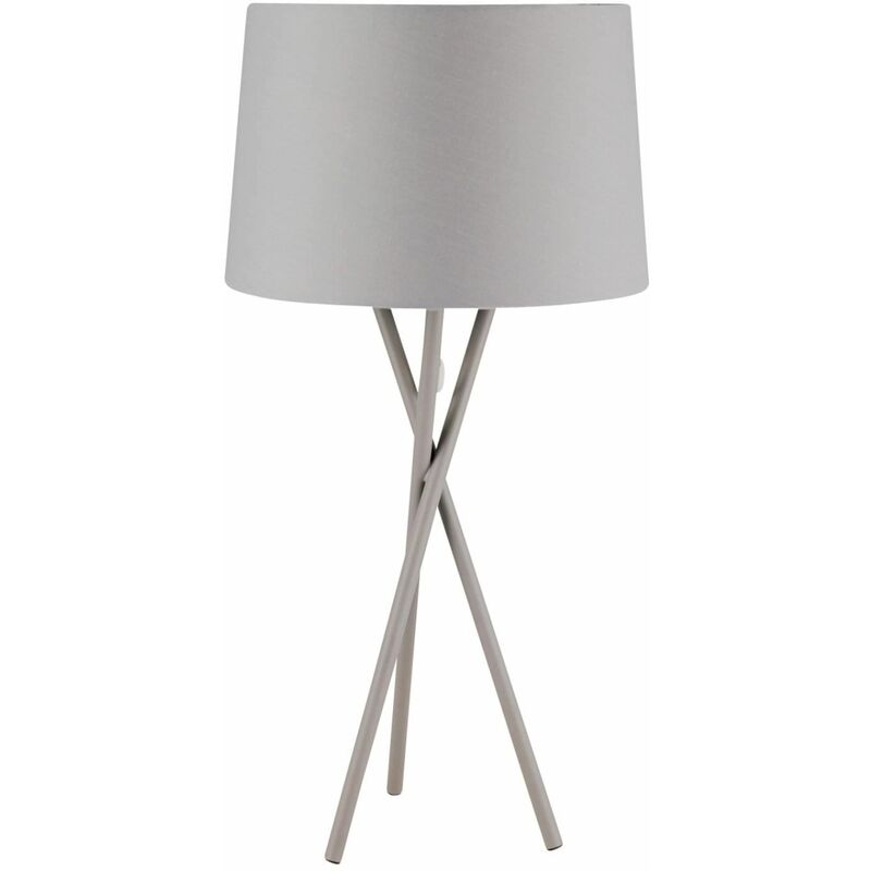 Grey Tripod Table Lamp with Grey Fabric Shade