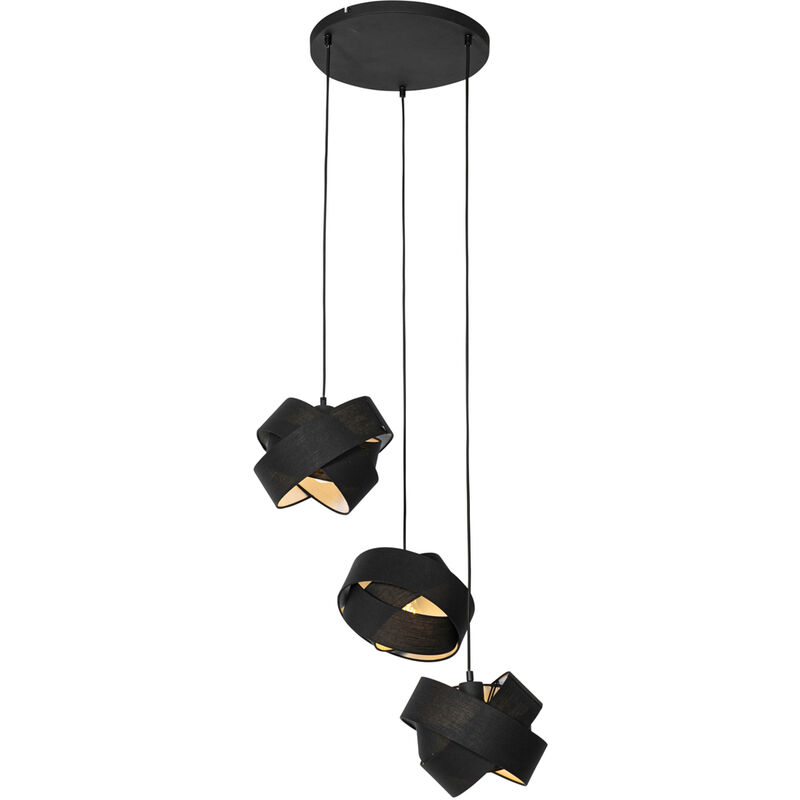 Modern Pendant Light Black 3-Light - Cloth