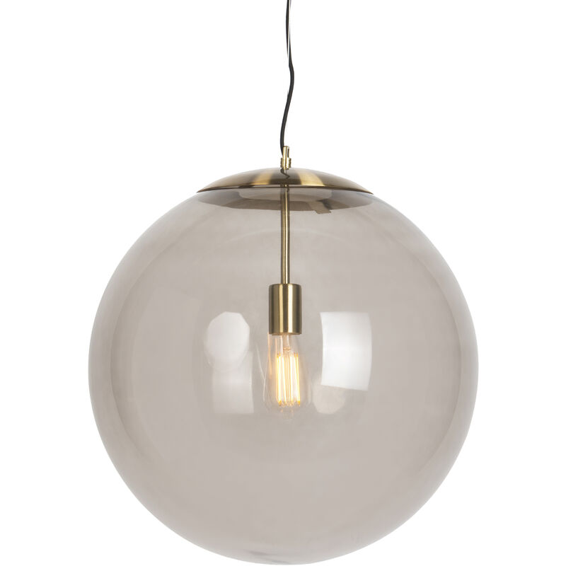 Modern Pendant Lamp Brass with Smoke Shade - Ball 50