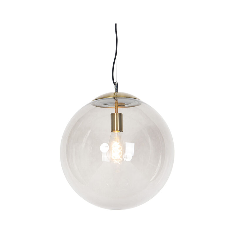 Modern Pendant Lamp Brass with Smoke Shade - Ball 40