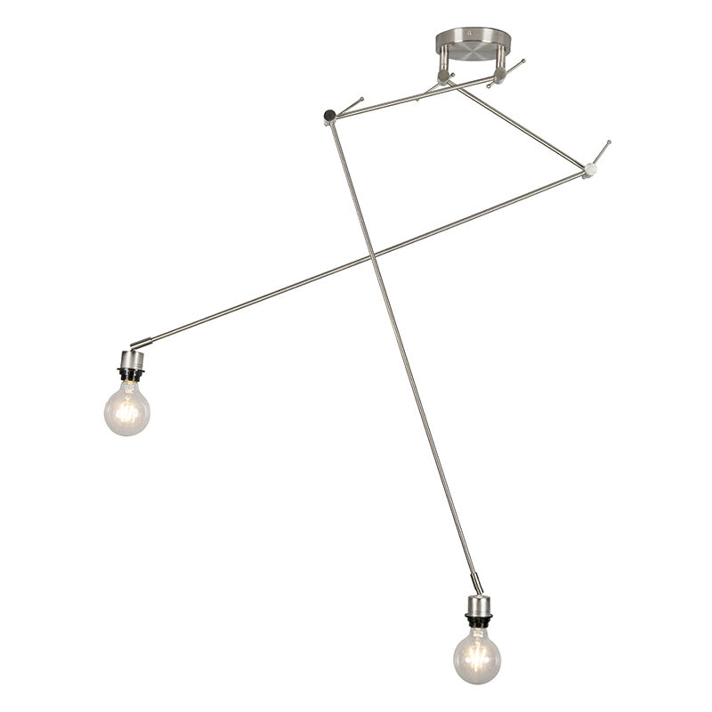 Qazqa Modern Pendant Light Steel Without Shade 2 Lights - Blitz