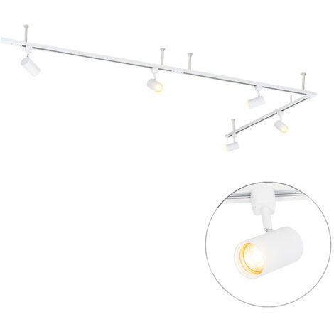 Modern Hanging Track Lighting System with 5 Spotlights White 1-Phase - Iconic Jeana