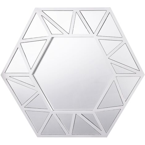 Modern Hexagonal Wall Hanging Mirror Frame Decorative 80 x 70 cm Silver Isigny
