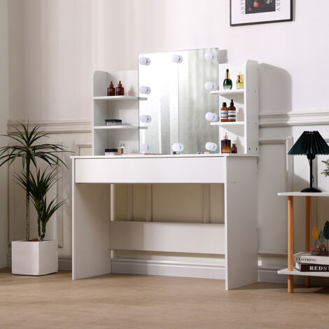 Modern Hollywood Vanity Desk with Lighted Mirror