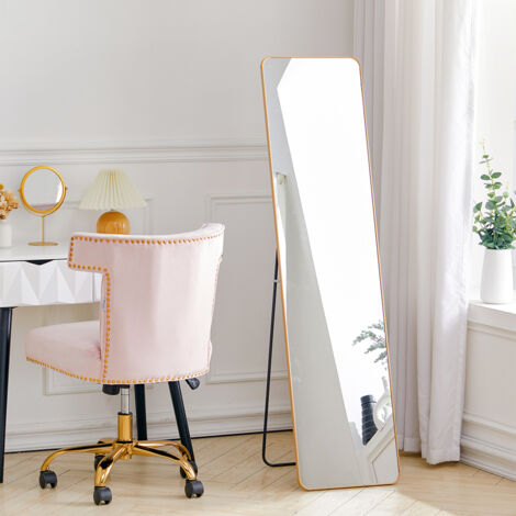 Modern Home Gold Rectangular Metal Floor Mirror 37cm W x 147cm H