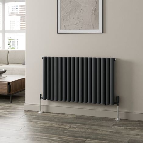 600x1020mm Anthracite Designer Radiator Horizontal Oval Column Double Panel Rad