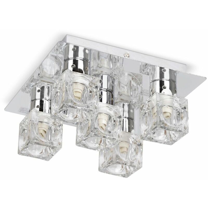 Minisun - Ice Cube 5 Way Flush Ceiling Spotlight - Chrome