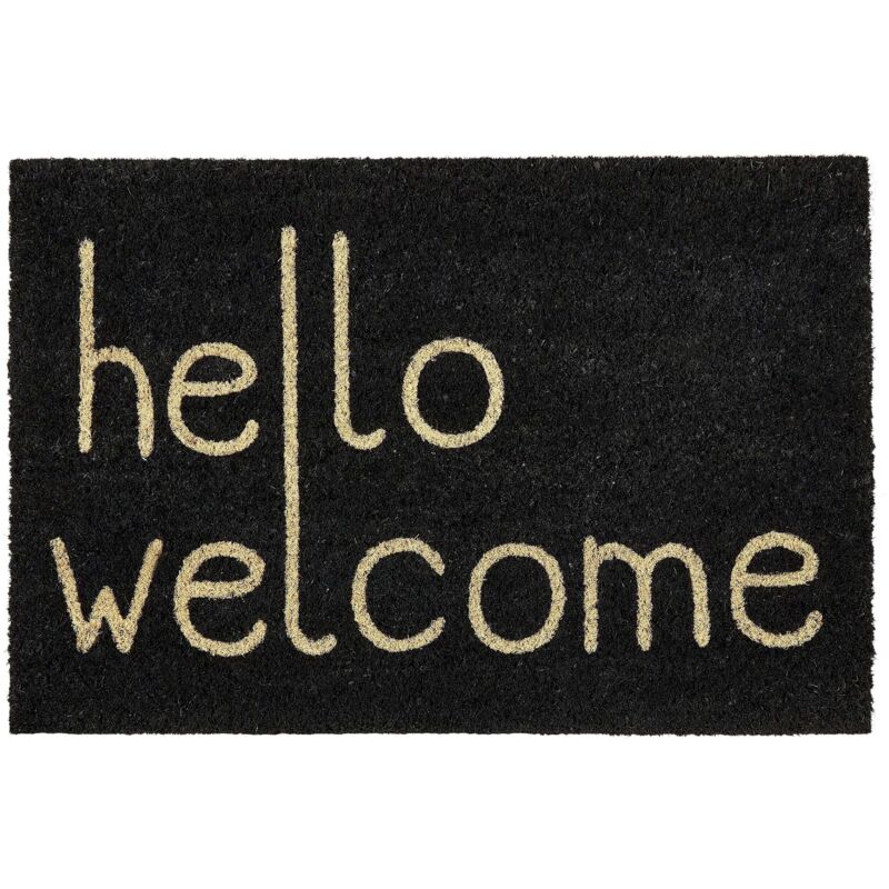 Beliani - Modern Indoor Doormat 40 X 60 Cm Welcome Text Motif Coir Anti-slip Pvc Backing Black Fansipan