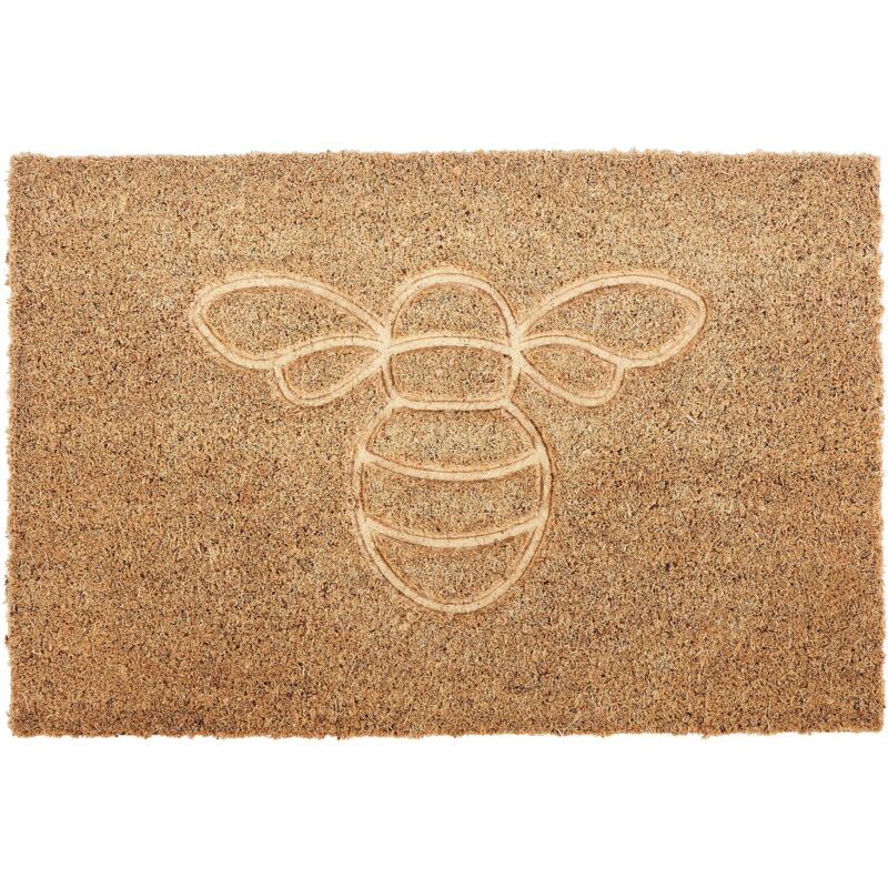 Beliani - Modern Indoor Doormat 40 X 60 Cm Home Bumble Bee Motif Coir Anti-slip Pvc Backing Natural Bataan