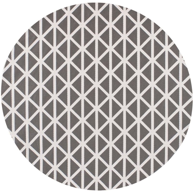 Beliani - Modern Indoor Outdoor Round Area Rug Geometric Pattern 120 Cm Grey Panaji