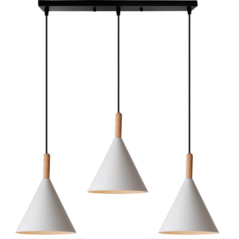 Wottes - Modern Indoor Pendant Light Fixture E27 Decorative Industrial Creative Wrought Iron Chandelier 3 Lights (white) - bianco