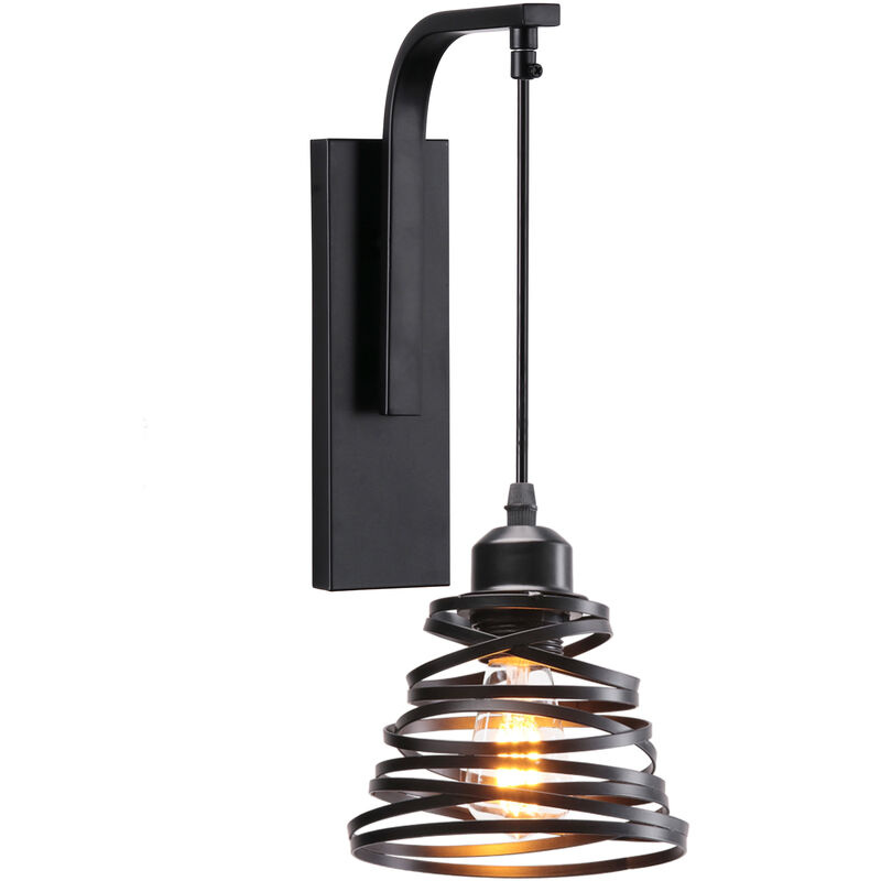 Modern Wall Light Indoor Wall Sconce Black Spiral Lamp Shade for Kitchen Island Bar Cafe