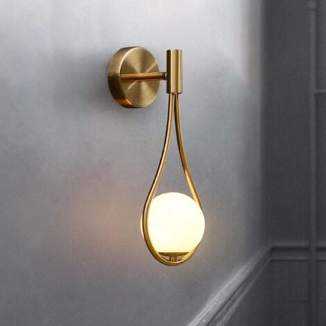 WOIYIC Modern Indoor Wall Sconce with Milky Glass Shade, Industrial Gold Brass Wall Lights, Hard Wire Hanging Wall Light Fixtures for Bedroom, Living Room, Bathroom