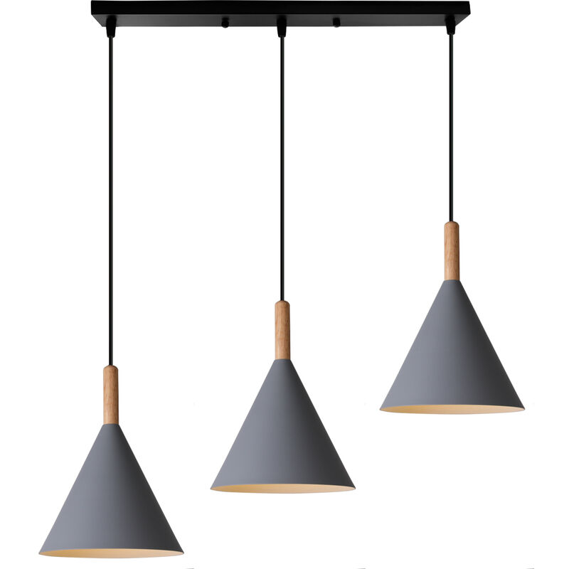 Wottes - Modern Industrial Creative Decoration Pendant Light Fixture Adjustable Indoor Chandelier 3 Lights (gray) - Grigio
