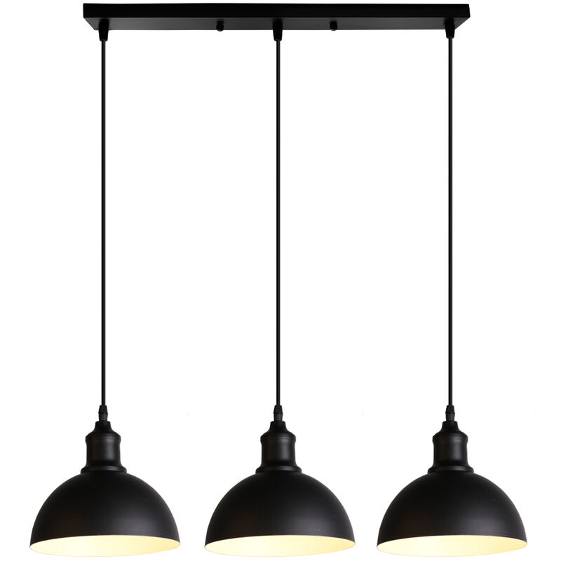 Wottes - Modern Industrial Creative Pendant Light Fixture Living Room Kitchen Simple Adjustable Chandelier 3 Lights - Nero