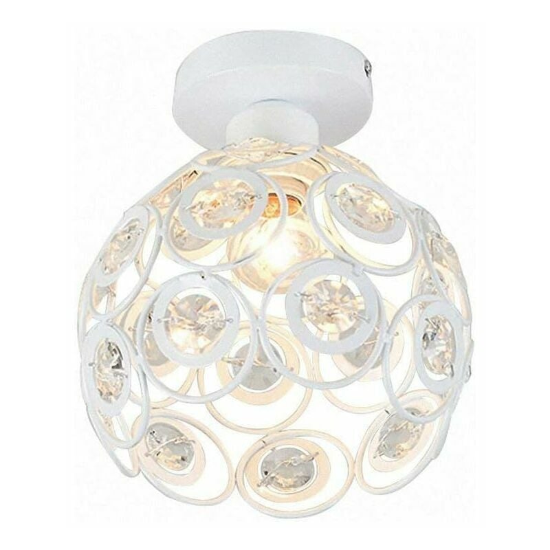 Hoopzi - Modern Industrial Crystal Metal Ceiling Light Fixture Indoor Outdoor Ceiling Lighting White Shade