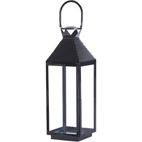 Modern Industrial Lantern Black Stainless Steel Decorative Candle Lamp 54 cm Bali