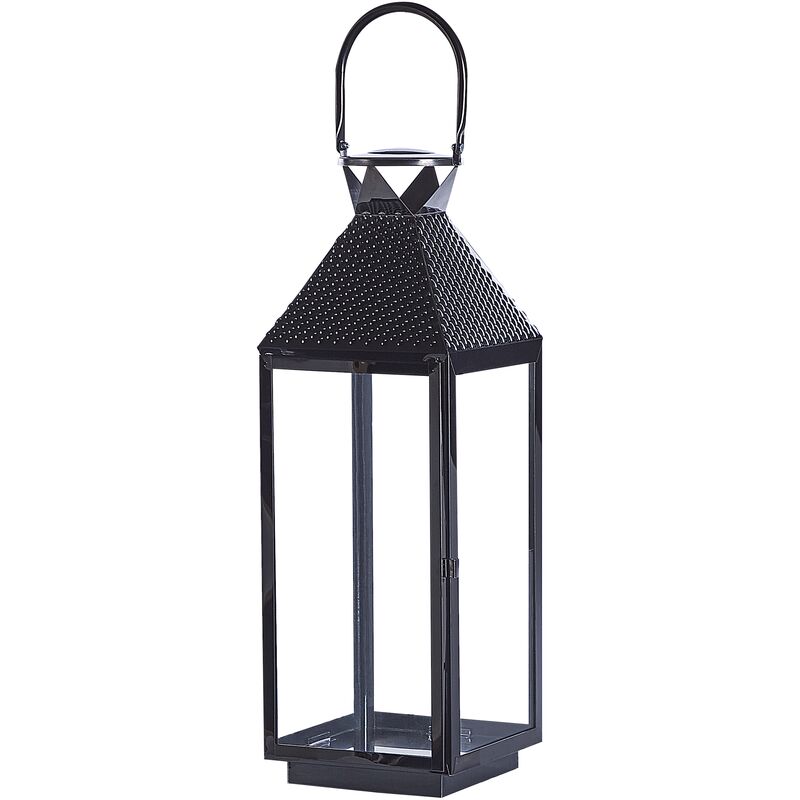 Beliani - Modern Industrial Lantern Black Stainless Steel Decorative Candle Lamp 54 cm Bali - Black