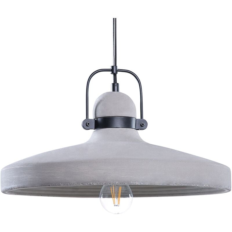 Beliani - Modern Industrial Pendant Lamp Ceiling Light Round Grey Concrete Shade Noatak