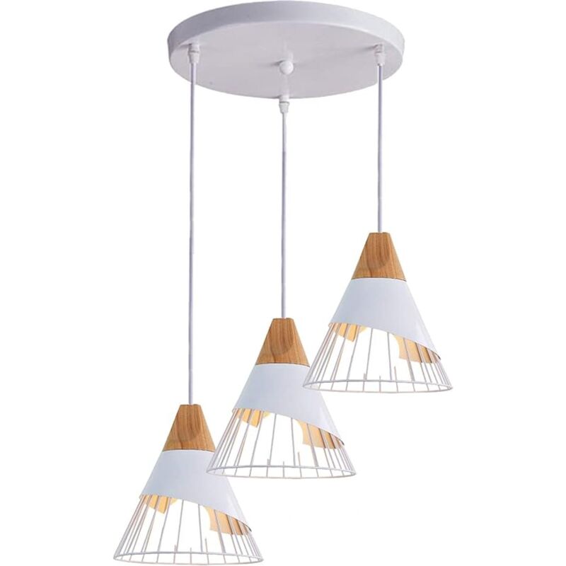 Modern Industrial Pendant Lights, Metal Lamp Shade 60W Maximum White Industrial Retro Ceiling Light a
