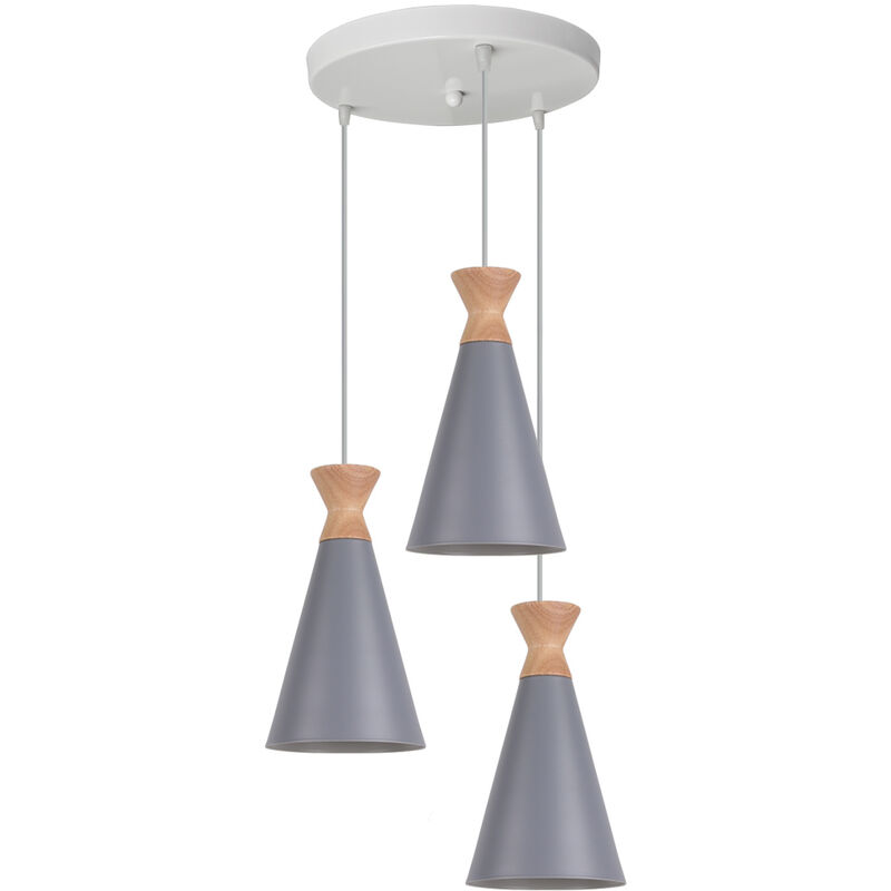 Wottes - Modern Industrial Pendant Light Fixture Creative Decoration Macaron Chandelier 3 Lights - Grigio
