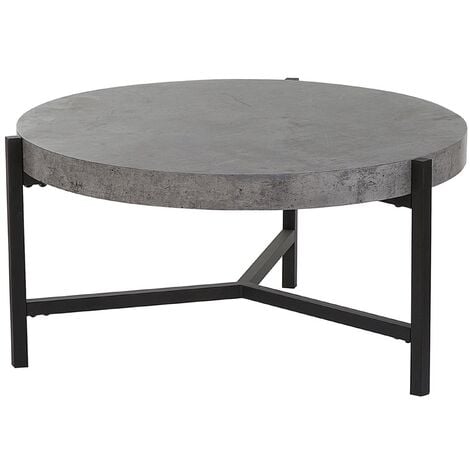 Modern Industrial Round Coffee Table Tripod Base Concrete Effect Bonita - Grey