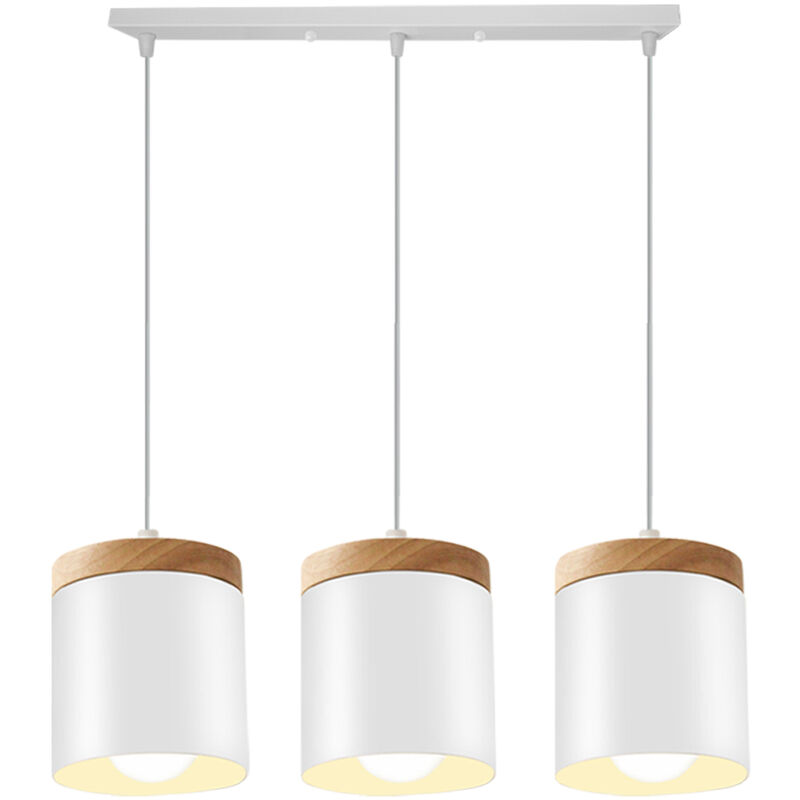 Wottes - Modern Industrial Wrought Iron Chandelier Adjustable Pendant Light Fixture Creative Decoration 3 Lights - bianco