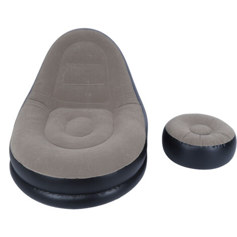 Modern Inflatable Folding Recliner Sofa Chair with Footstool for Living Room Balcony Garden