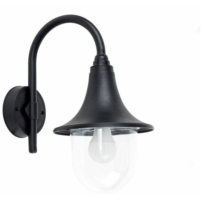 IP44 Outdoor Black Wall Light Lamp + 4W ES E27 LED Candle Bulb