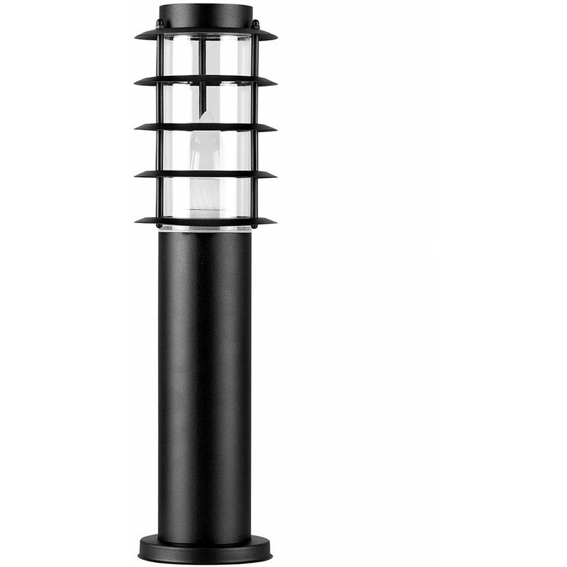 Minisun - IP44 Outdoor Black Stainless Steel Bollard Light Post + 4W LED Candle Bulb - Warm White