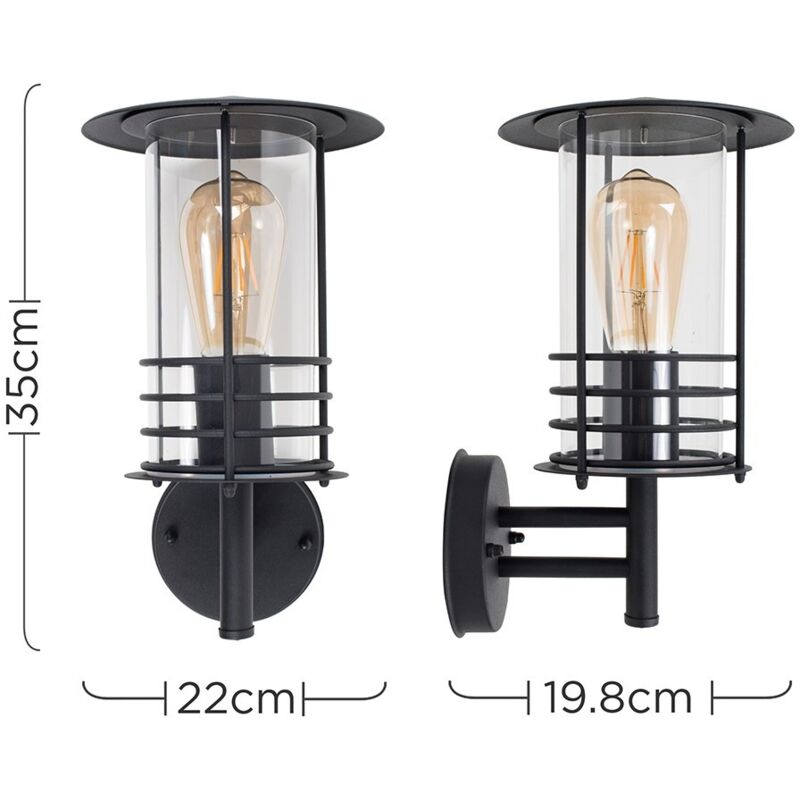 Modern Ip44 Rated Black Stainless Steel Metal Fishermans Lantern Cage Outdoor Wall Light - Endon Outdoor Corner Angled Wall Light Modern Ip44 Rated Black Stainless Steel Metal Fishermans Lantern Cage Outdoor Wall Light - Endon Outdoor Corner Angled Wall Light