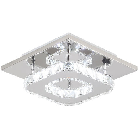 STOEX Modern K9 Crystal Chandelier Clear Glass Crystal Ceiling Light Led Ceiling Lamp for Living Room Bedroom Dining Room(Cold White)