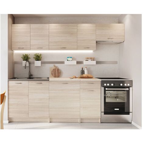 Modern Kitchen 7 Units Cabinets SET Sonoma Oak Cupboard and Worktop 240cm Budget