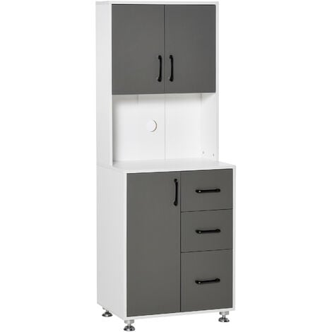 Modern Kitchen Cupboard with Storage Cabinets, 3 Drawers for Living Room Grey