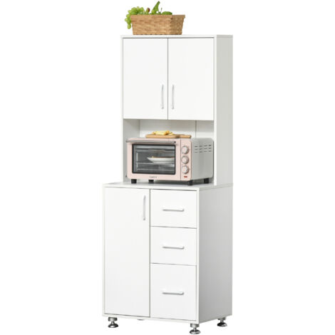 Modern Kitchen Cupboard with Storage Cabinets, 3 Drawers for Living Room White