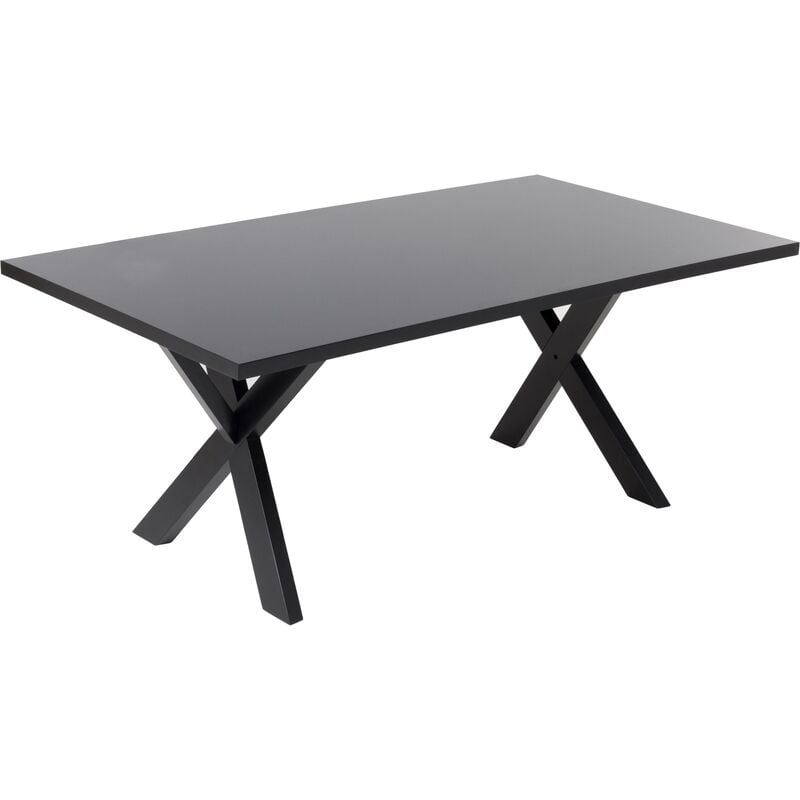 Modern Kitchen Dining Table Veneer Rectangular Tabletop Black Lisala - Black