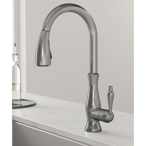 Modern Kitchen Mixer Tap with Pull-Out Spray Hose - Brushed Nickel