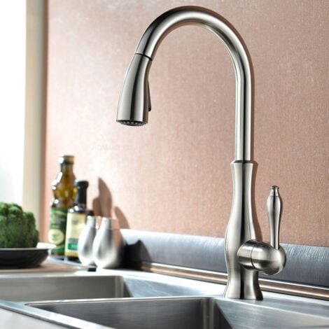 main image of "Modern kitchen mixer with hand shower and extractable hose"