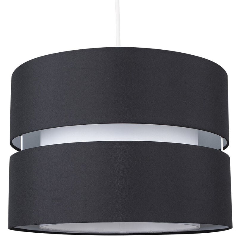 Minisun - 2 Tier Ceiling Pendant Light Shade - Black & White - Including LED Bulb
