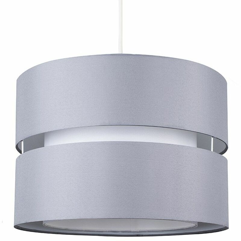Minisun - 2 Tier Ceiling Pendant Light Shade - Grey & White - Including LED Bulb