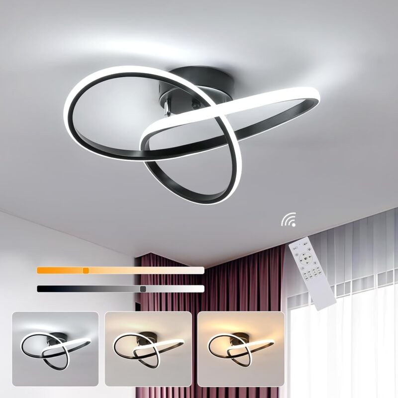 COMELY Modern LED Ceiling Light in Clover Shape, LED Ceiling Luminaire Ø 40cm for Living Room, Kitchen, Bedroom, Balcony, Hallway - 36W - Black