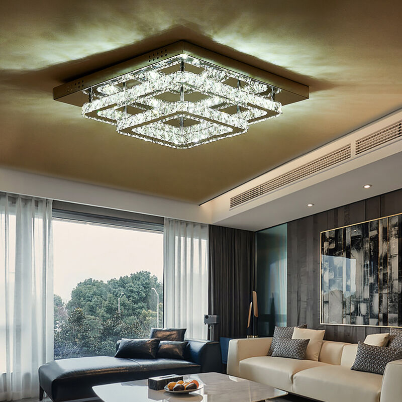 Livingandhome - Modern led Ceiling Light Crystal Chandelier Lamp, 50CM Cool White